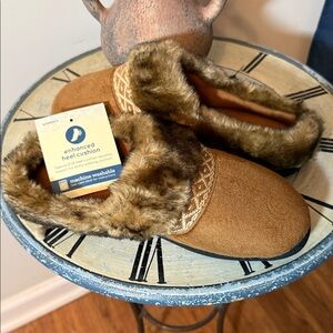 isotoner Brown Faux Fur Clog Slippers